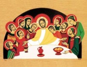 icône représentant le Christ avec les disciples d'Emmaus